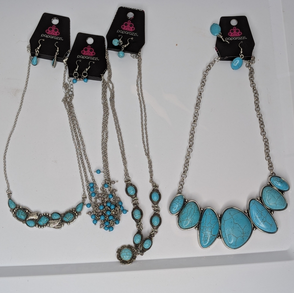 Paparazzi Jewelry Lot Turquoise Statement Necklaces Earrings Rings Western Boho - Picture 4 of 7